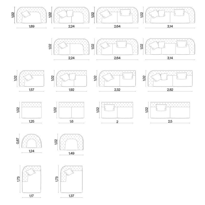Furniture dimensions for Cloud