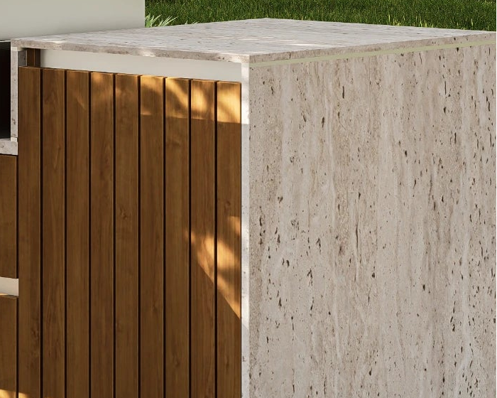 Travertine &amp; Teak Construction