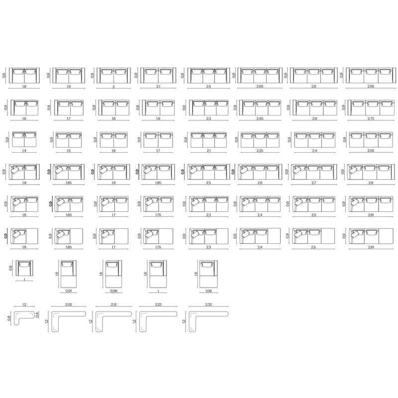 Furniture dimensions for Soffio