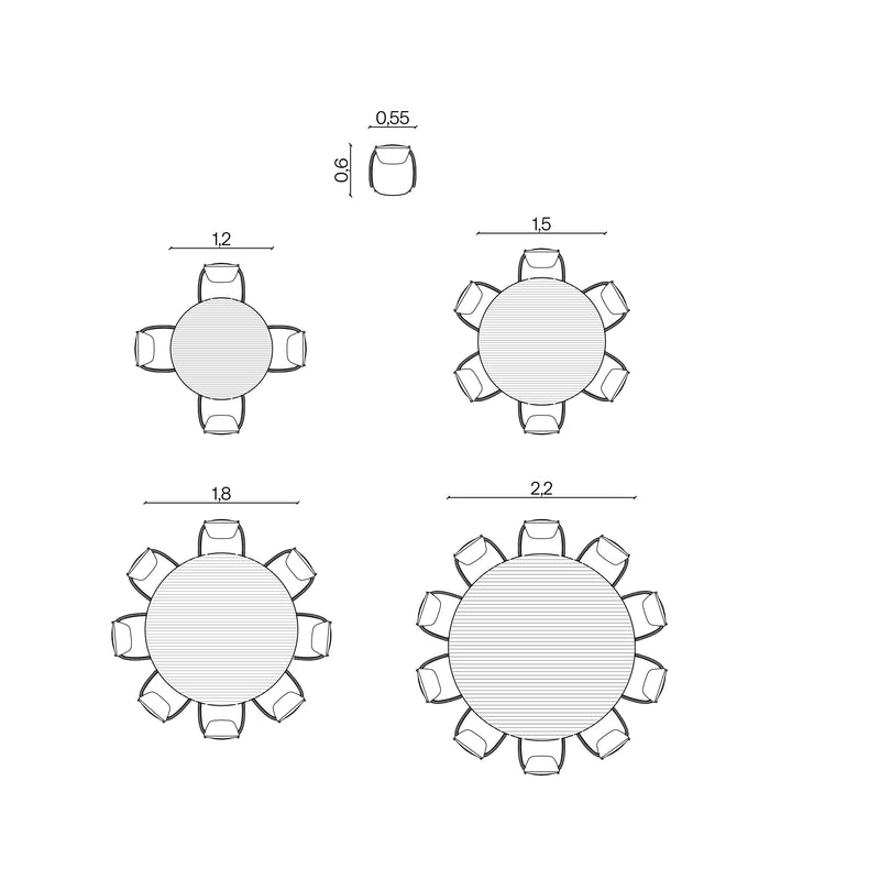 Furniture dimensions for Spiral