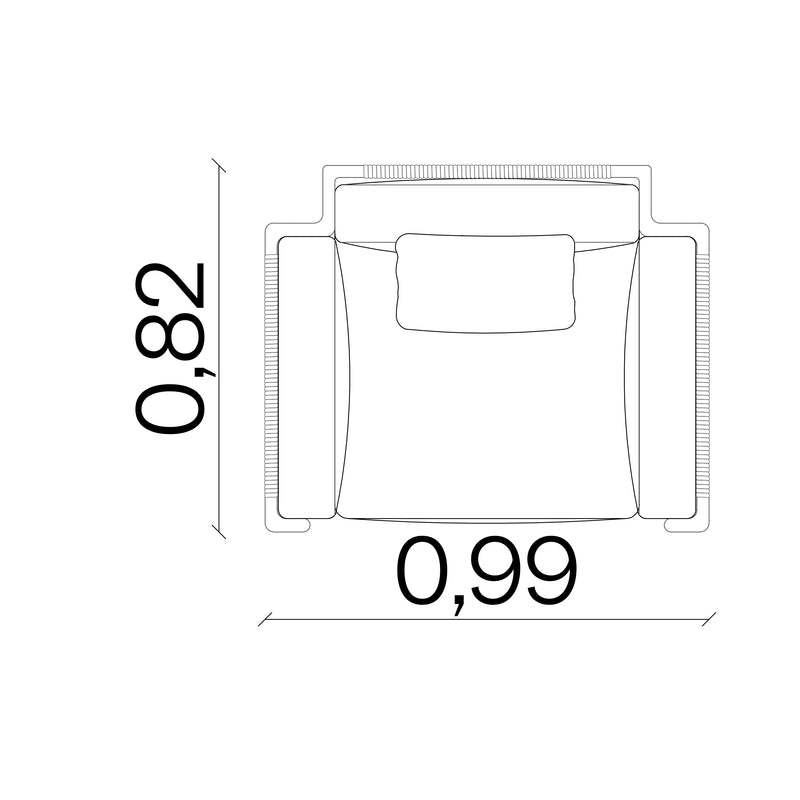 Furniture dimensions for Bloom Armchair