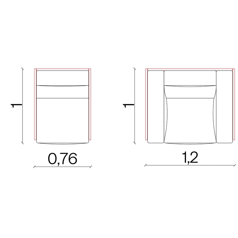 Furniture dimensions for Fatty Armchair