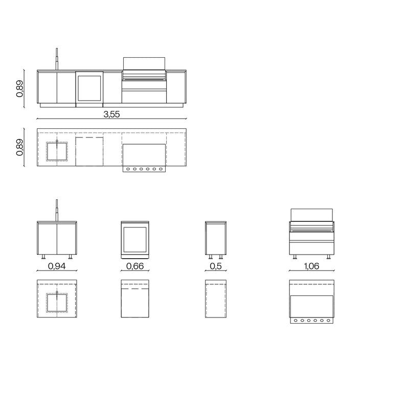 Furniture dimensions for Al Fresco Kitchenette