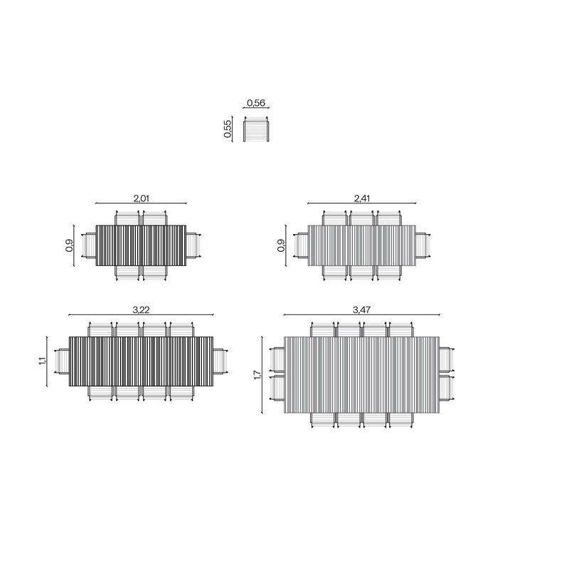 Furniture dimensions for Nest Dining