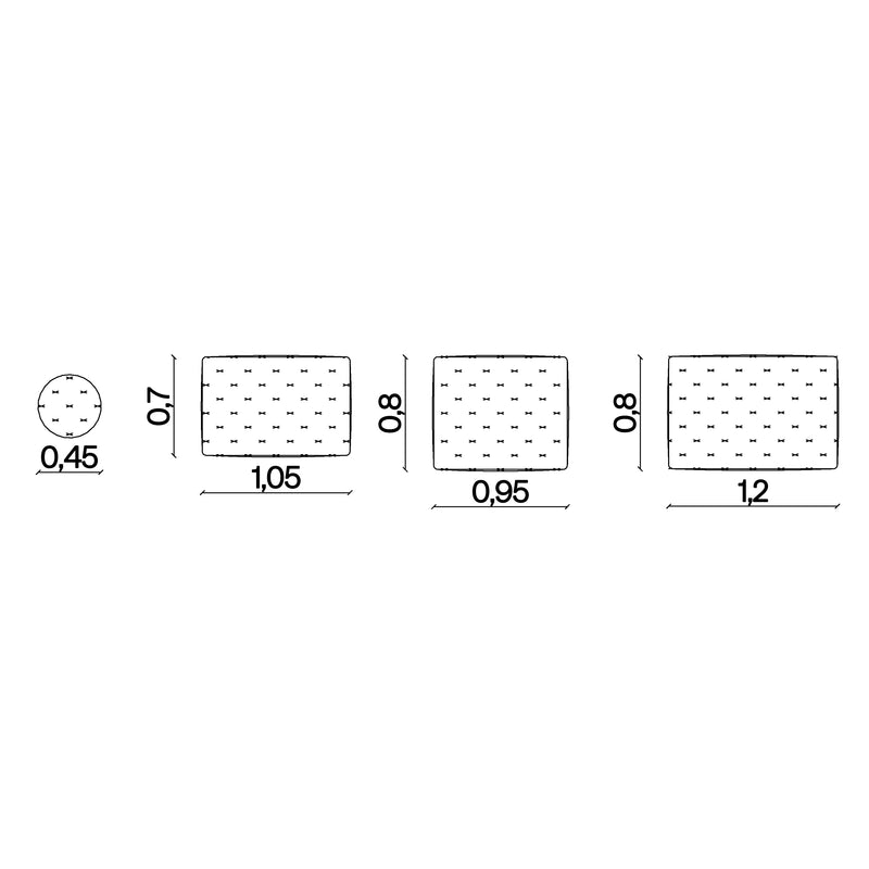Furniture dimensions for The Pouf